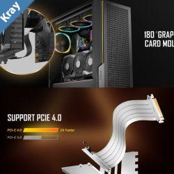 Antec Adjustable Vertical Bracket with 200mm High Performance PCIE Riser Cable. New 2024. White Universal Case support