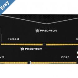 PREDATOR PALLASII DDR5 32GB Black 16GBx2 6000Mhz 1R8 CL30 Black Supports Intel XMP 3.0 and AMD EXPO CL30383876 1.35 V