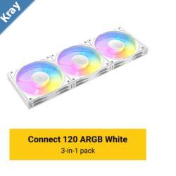 Antec Connect C120 ARGB White Performance 120mm 4pin PWM  LED 3pin  Vibration Absorbing and AntiNoise Pads Easy Assemble 3pack Case Fans