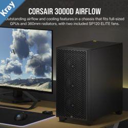 Corsair Carbide Series 3000D Solid Steel Front ATX Tempered Glass Black 2x 120mm Fans preinstalled. USB 3.0 x 2 Audio IO. Case