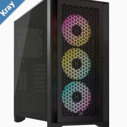 Corsair iCUE 4000D RGB Airflow Mesh Front Panel MidTower. Black. 3x AF120 RGB Elite Fans Node Pro Controller  Gaming Case