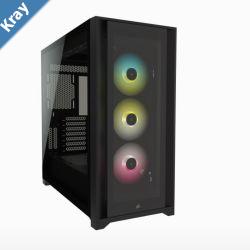 Corsair 5000X RGB TG EATX ATX USB TypeC 3x 120mm TGB Front Radiator 360mm. 72 PCI 4x 2.5 SSD 2x 3.5 HDD. VGA 420mm. Black Tower Case LS