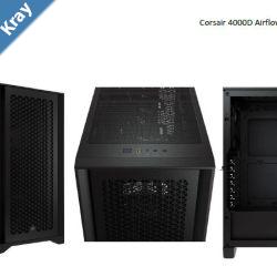 Corsair Carbide Series 4000D Airflow ATX Tempered Glass Black 2x 120mm Fans preinstalled. USB 3.0 and TypeC x 1 Audio IO. Case