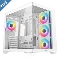 DeepCool CG530 4F WH ATX Case Tempered Glass 4 PreInstaled Fans USB3.02Gen2 TypeC x1AudioMic1 Cable  Supports Rear Connect