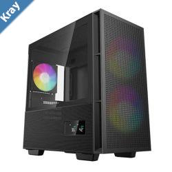 DeepCool CH360 Digital Black Micro ATX Case Digital Status Display Tempered Glass Window1x USB 3.0 1x USBC HD Audio 2x 140mm ARGB and 1x 120mm