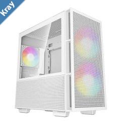 DeepCool CH360 White Micro ATX Case Tempered Glass Window 1x USB 3.0 1x USBC HD Audio 2x 140mm ARGB and 1x 120mm ARGB Preinstalled Fans