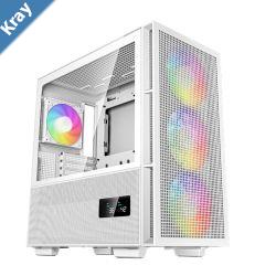 DeepCool CH560 DIGITAL White High Airflow MidTower ATX Case Digital Status Display Magnetic Hybrid MeshTempered Glass 3 PreInstalled 140mm Fans