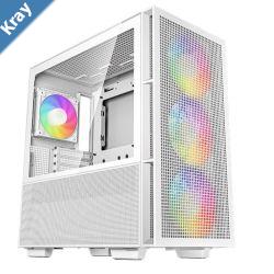 DeepCool CH560 White HighAirflow MidTower ATX Case Magnetic Hybrid MeshTempered Glass 3 PreInstalled 140mm ARGB Fans