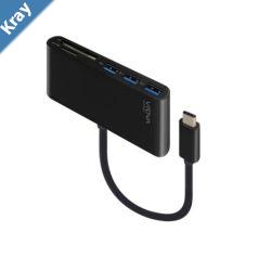 Alogic USBC to Multi Card Reader  3Port USB Hub  10cm Black  VROVA Series