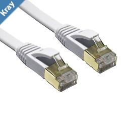 Edimax 3m White 10GbE Shielded CAT7 Network Cable  Flat 100 OxygenFree Bare Copper Core AlumFoil Shielding Grounding Wire Gold Plated RJ45