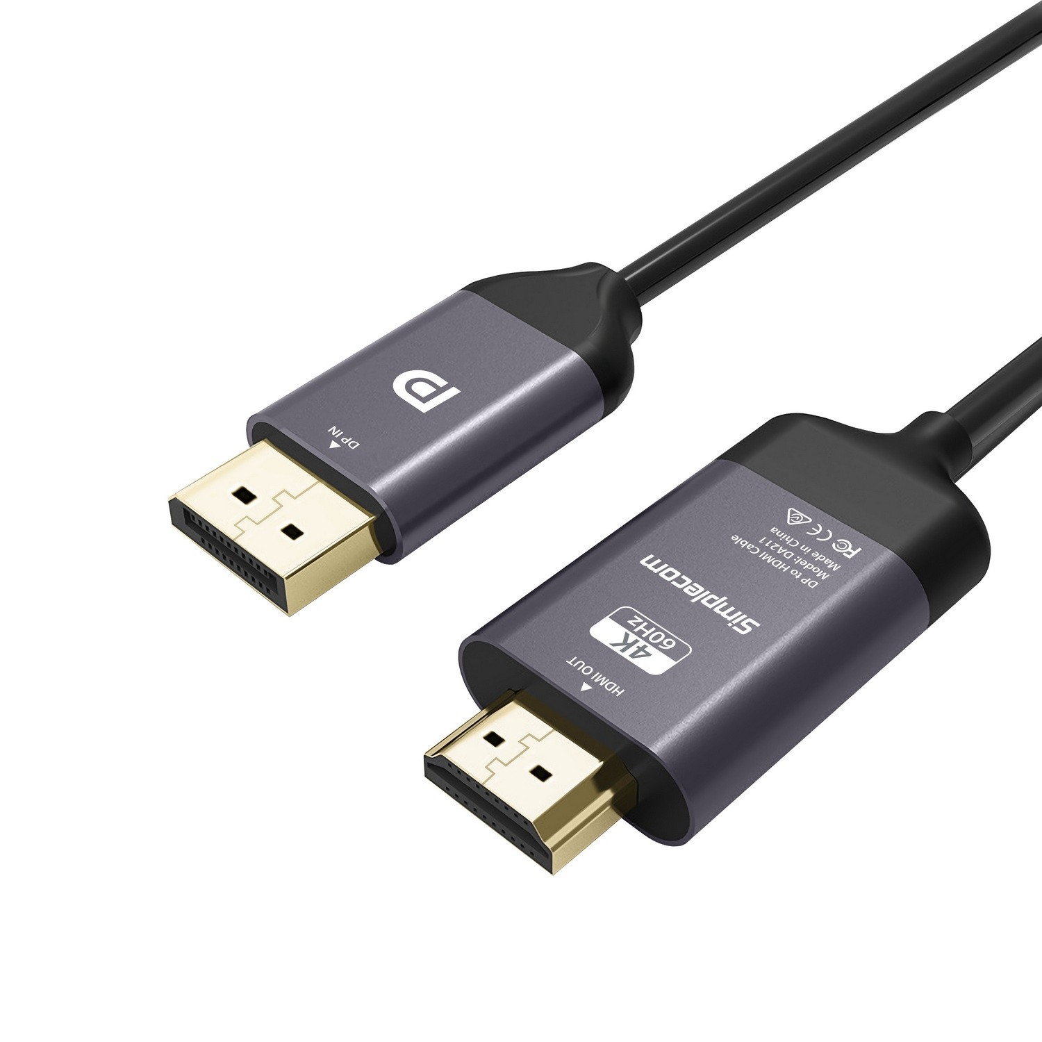 Simplecom DA211 Active DisplayPort to HDMI 2.0 Cable 2M 4K60Hz