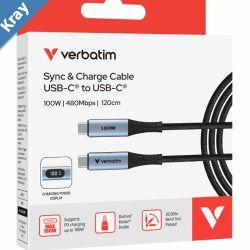 Verbatim Sync  Charge USB C to USB C 100W Display 120 cm