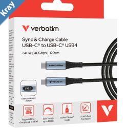 Verbatim Sync  Charge USB C to USB C 240W 40 Gbps Display 120 cm