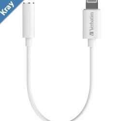 LS Verbatim Lightning to 3.5mm Headphone Jack 10cm  White