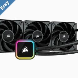 Corsair H150i Elite  360mm Black Radiator 3x AF120 Zero RPM Variable Fans via ICUE Ultra Bright RGB Pump Head. Liquid Cooling 5 Yrs Warranty.