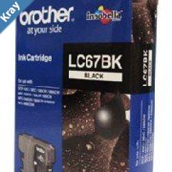 Brother LC67BK Black Ink Cartridge DCP385C395CN585CW6690CWJ715W MFC490CW5490CN5890CN6490CW6890CDW790CW795CW990CW up to 450 pa