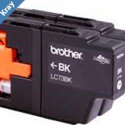 Brother LC73 Black Ink Cartridge Twin PackDCPJ525WJ725DWJ925DW MFCJ6510DWJ6710DWJ6910DWJ5910DWJ430WJ432WJ625DWJ825DW  600 pages