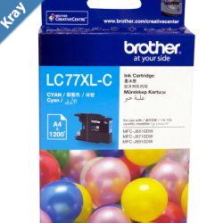 Brother LC77XLC Cyan Super High Yield Ink Cartridge MFCJ6510DWJ6710DWJ6910DWJ5910DW  up to 1200 pages