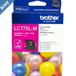 Brother LC77XLM Magenta Super High Yield Ink Cartridge MFCJ6510DWJ6710DWJ6910DWJ5910DW  up to 1200 pages