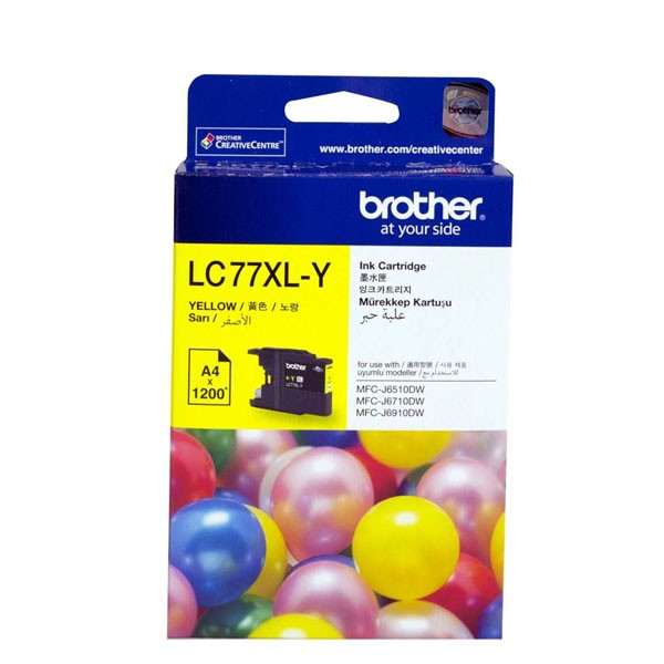 Brother LC77XLY Yellow Super High Yield Ink Cartridge MFCJ6510DWJ6710DWJ6910DWJ5910DW  up to 1200 pages