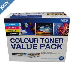 Brother  TN251BK and TN255 Colour Laser Toner Value Pack. Black Cyan Magenta Yellow 8AE00003