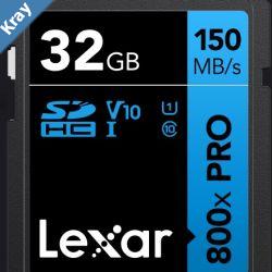 Lexar HighPerformance 800x PRO 32GB SDHC SDXC UHSI Card BLUE Series read speed up to 150MBs shoot highquality images and stunning 1080p FullHD