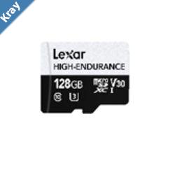 Lexar HighEndurance microSDXC UHSI cards 128G HighEndurance microSDXC UHSI C10 UHSI U3 V30 up to 100MBs read up to 45MBs wr