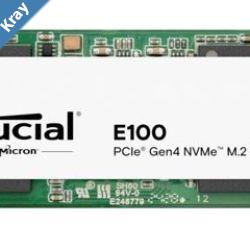 Crucial E100 1TB Gen4 NVMe SSD 50004500 MBs RW 80TBW 350K460K IOPS 1M hrs MTTF M.2 PCIe4 3yrs Crucial P3