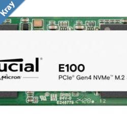 Crucial E100 480GB Gen4 NVMe SSD 47002500 MBs RW 100TBW 350K460K IOPS 1.5M hrs MTTF M.2 PCIe4 3yrs 500GB Crucial P3