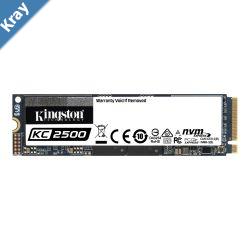 Kingston KC2500 2TB M.2 NVMe PCle SSD 3D NAND 35002900MBs 375K300K IOPS 1.2PBW XTSAES 256 bit Encryption 2M hrs MTBF 5yr wty