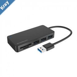 Simplecom CH368 3 Port USB 3.0 Hub with Dual Slot SD MicroSD Card ReaderLS