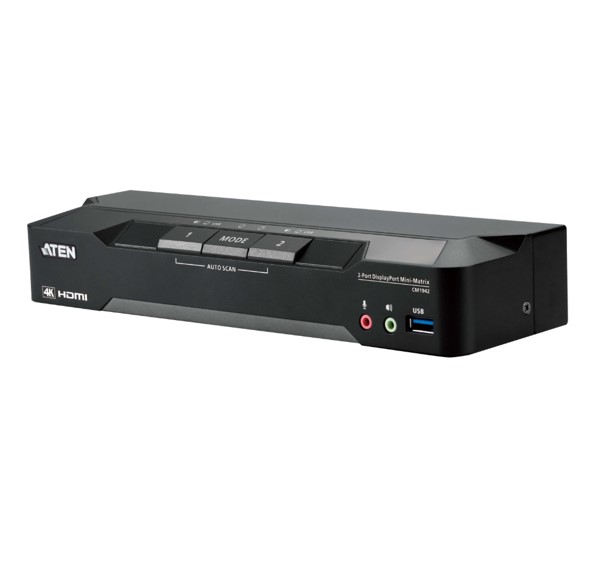 Aten CM1942ATU 2Port 4K DisplayPort Dual Display MiniMatrix Boundless KVM Switch Resolutions up to 4K DCI 4096 x 2160  60 Hz