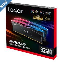 Lexar LD5U16G60C28BRRGD ARES 2nd Gen UDIMM DDR5 6000 32GB Kit 16GB2 CL28 RGB Black dual pack