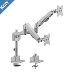 Brateck Dual Monitor PoleMounted Thin Gas Spring Monitor Arm Fit Most 1732 Monitors Up to 9kg per screen VESA 75x75100x100  Matte GreyLS