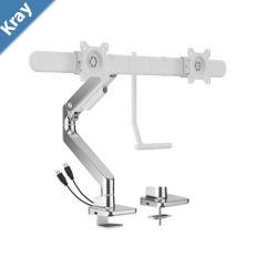 Brateck LDT81C022UCW NOTEWORTHY GAS SPRING DUAL MONITOR ARM WITH USBAUSBC PORTS Fit Most 1732 Monitor Fine Texture Whitenew