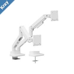 Brateck LDT81C024W NOTEWORTHY HEAVYDUTY GAS SPRING DUAL MONITOR ARM Fit Most 1735 Monitor Fine Texture Whitenew