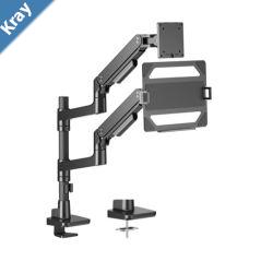 Brateck LDT81C024PMLB NOTEWORTHY POLEMOUNTED HEAVYDUTY GAS SPRING DUAL MONITOR ARM WITH LAPTOP HOLDER Fit Most 1749 Monitor Fine Texture Black