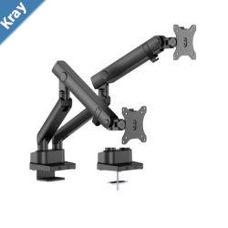 Brateck LDT84C024B DUAL SCREEN SLIM HEAVYDUTY MECHANICAL SPRING MONITOR ARM BLACK LS