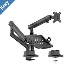 Brateck LDT84C024MLB POLEMOUNTED HEAVYDUTY MECHANICAL SPRING MONITOR ARM WITH LAPTOP TRAY BLACK LS