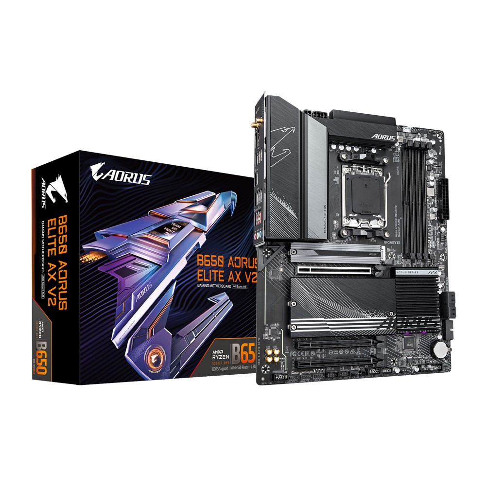 Gigabyte B650 AORUS ELITE AX 1.0 AMD AM5 ATX Motherboard 4x DDR5128GB3x PCIe x16 3x M.2 4x SATA 6 7x USB 3.2 1x USBC 4x USB 2.0