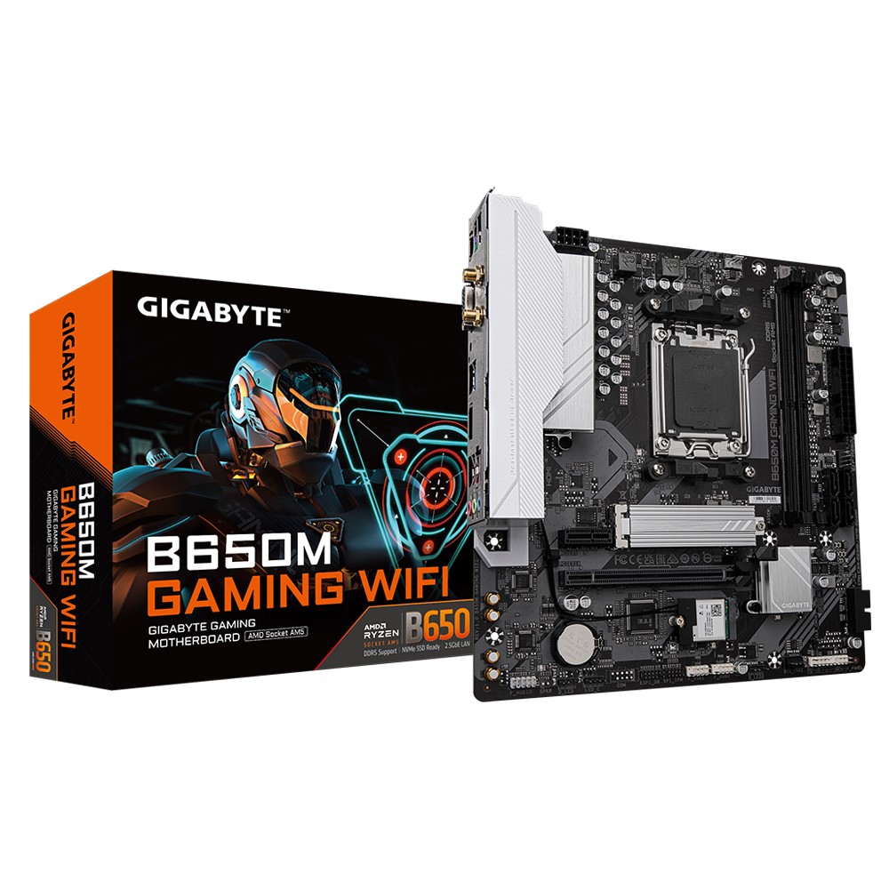 Gigabyte B650M GAMING WIFI AMD AM5 2 x DDR5 up to 128 GB 1 x HDMI 1 x PCI Express x16 1 x PCI Express x1 1 x M.2 4 x SATA 4 x USB 3.2