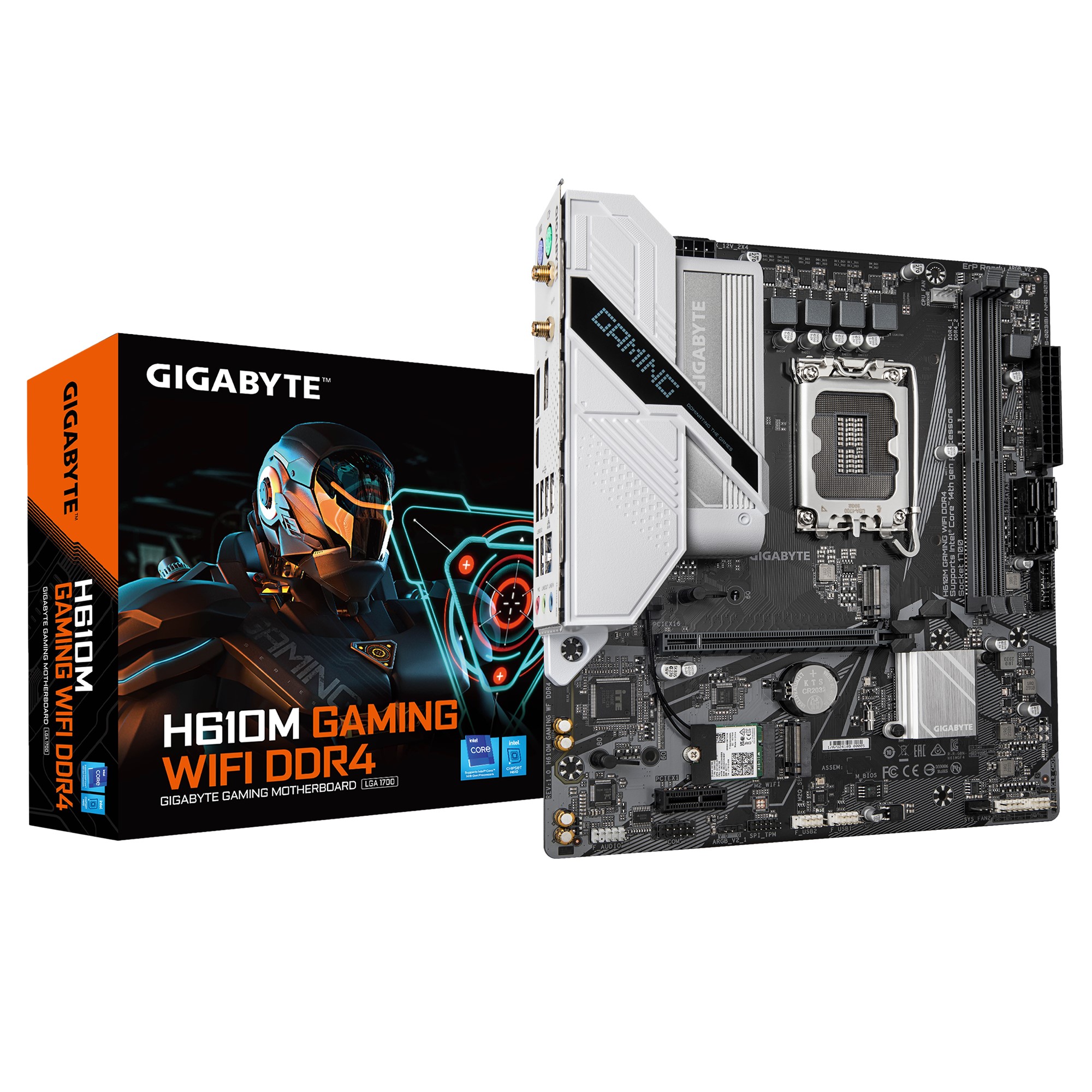 Gigabyte H610M GAMING WF DDR4 Intel H610 2 x DDR4 up to 64 GB 1 x HDMI  1 x PCI Express x16 1 x PCI Express x1 2 x M.2 4 x SATA 4 x USB 3.2