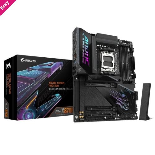 Gigabyte X870E AORUS PRO X3D AM5 DDR5 256GB USB4 Wi-Fi7 BT5.4 5GbE PCIe5 M.2 PCIe5/4 HDMI ALC1220 ATX 30.5×24.4cm
