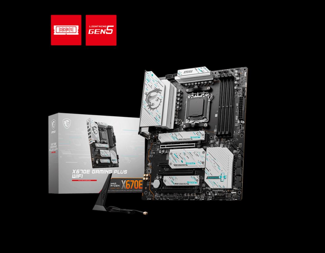 MSI MEGX670E GAMING PLUS WIFI AMD AM5 ATX Motherboard 4x DDR5256GB3x PCIe x164x M.2 4x SATA 6Gbs