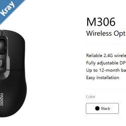 RAPOO M306 2.4 Wireless Optical Mice with Side FWD and Back Buttons. 12 Months Long Battery Life Easy Installation. Adjustable DPI 3200. Office Mice.