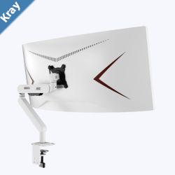 AOC AM406W White Deskmount monitor arm with Alloy Structure. Mechanical Spring. Full Range Motion 1740 up to 12KG VESA 100 and 75mm