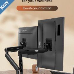 AOC AM420S Dual Mount Black 29kg per Arm 1734 VESA 75 and 100. Clamp and Grommet mount Mechanical Spring Monitor Arm