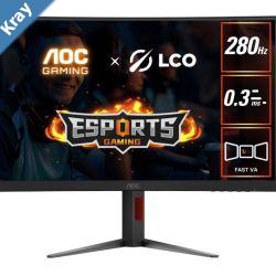 AOC 27 Curved 0.3ms 280Hz1920  1080 FHD  Adaptive Sync HDR10 HDMI 2.0  1DisplayPort 1.4  1Curved Gaming Monitors