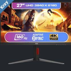 AOC 27 4K IPS HDR400 LCD WLED 169 3840 x 2160 UHD HDR10 Speakers HDMI 2.1 x 2 DisplayPort 1.4 x 1 Gaming and Multimedia Monitor