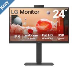 LG 24 IPS FHD Webcam USBC PD65w RJ45 100Hz 5ms 1920 x 1080 FreeSync 169 TiltHeightSwivelPivot Bidirection adjustable stand 3yrs Monitor